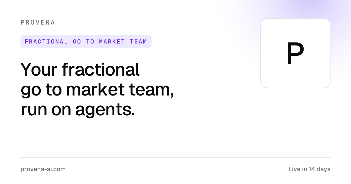 Provena | Go to market, implemented. Outreach, content, software and ...